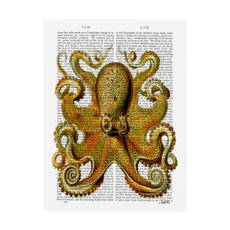 Fab Funky 'Vintage Yellow Octopus, Front' Canvas Art,14x19